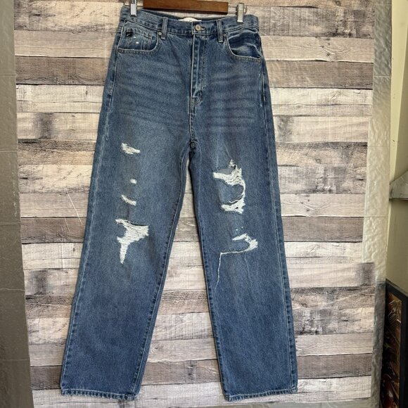 KanCan Women Jeans High Rise 90's Straight Leg Distressed 9/28 - Picture 1 of 10